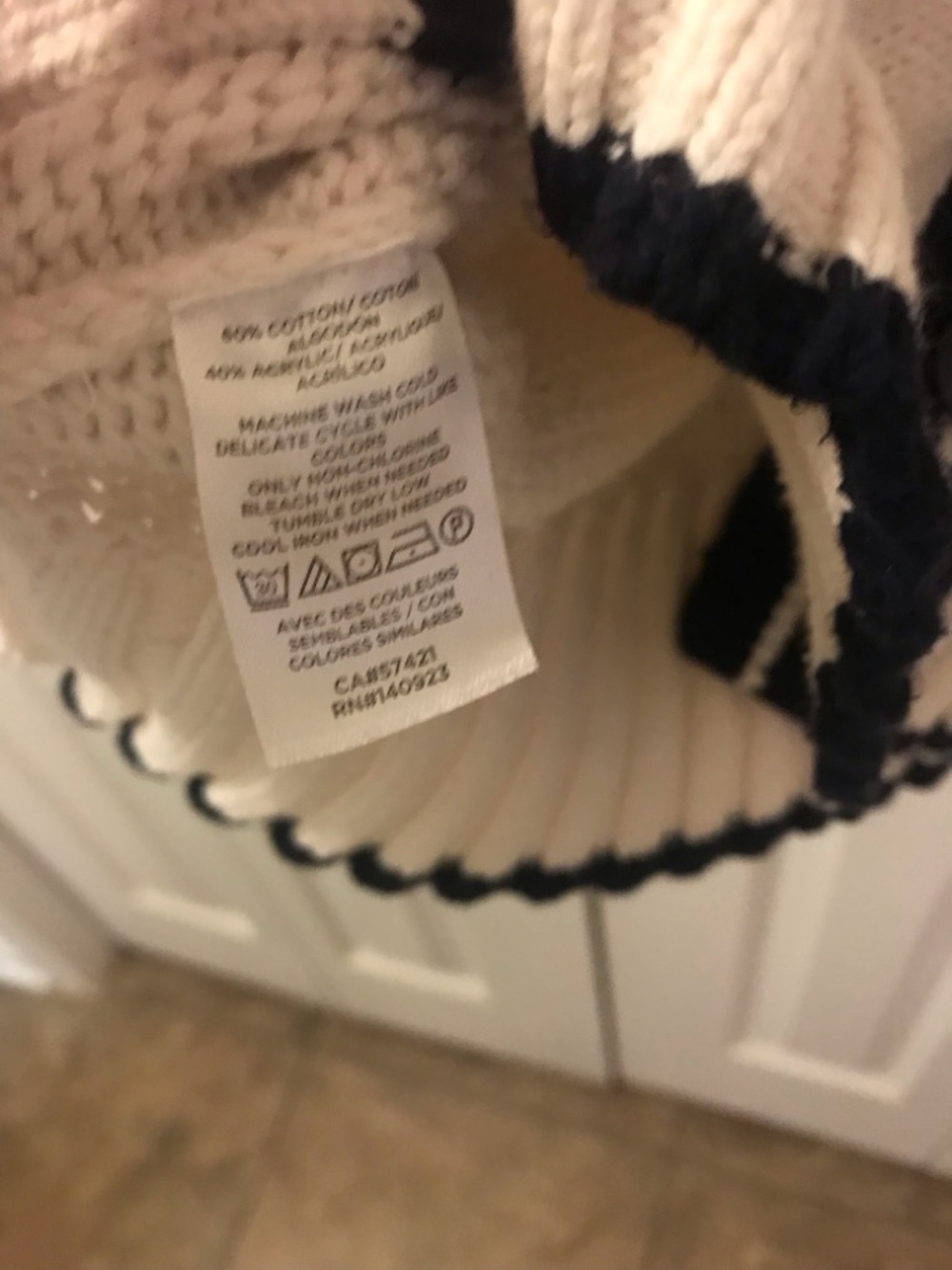 LOFT Cream Cardigan Tennis Sweater with Black Trim and Front Pockets - Picture 4 of 6
